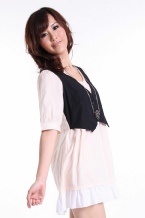 Round Neck Half Sleeve Dress Comes With Contrasting Vest Front