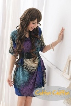Blue and Purple 1 piece Cotton Dress