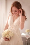 Elegant Deep-V Pleated Chiffon Empire Dress